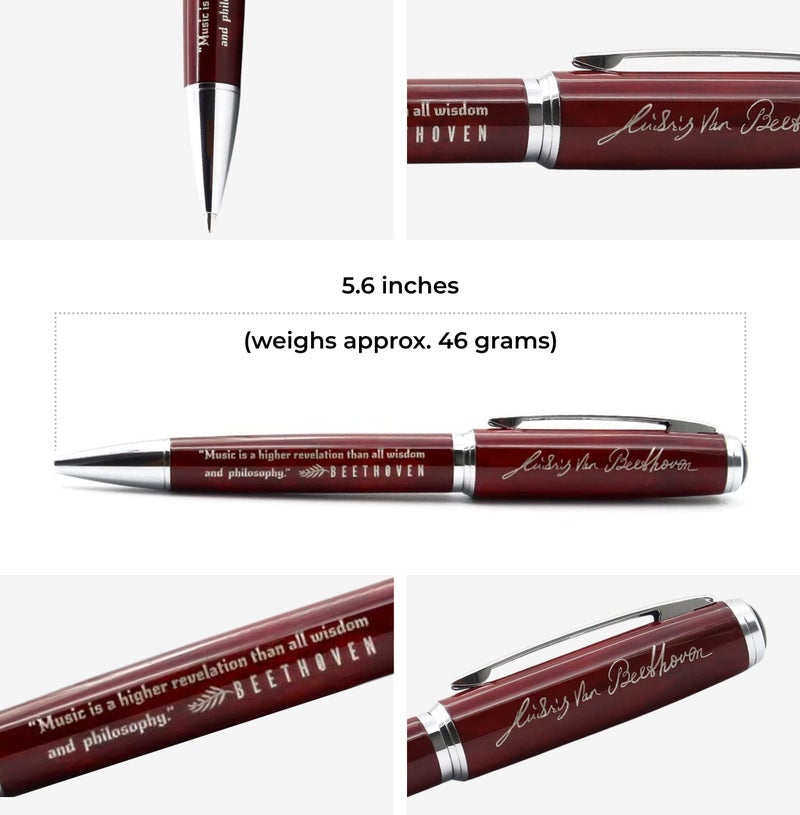 Inkstone Beethoven Engraved Quote Pen - Music is a Higher Revelation than all Wisdom and Philosophy - Classical Music Appreciation Gifts for Musicians Music Teachers - Image 4